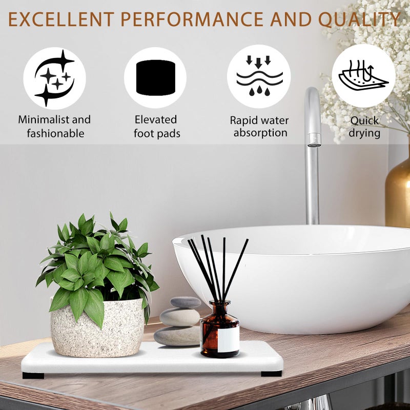 Lyxel 4PCS Water Absorbing Stone Tray  Quick Drying Diatomite Stone Sink Tray  Water Absorbent Stone Coasters for Bathroom Counter  Kitchen Soap Dish Holders Toothbrush Holders in Modern Home - Image 5